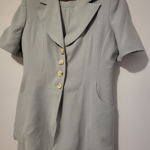 Vintage business look set jacket and pants size 14 modifies gray - Picture 4 of 9